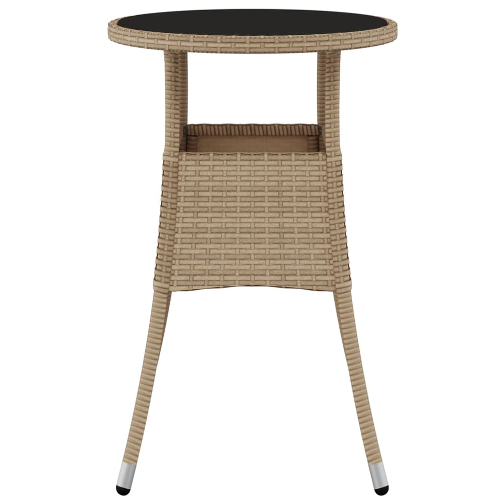 Tuintafel Ø60x75 cm gehard glas en poly rattan beige MeubelReus