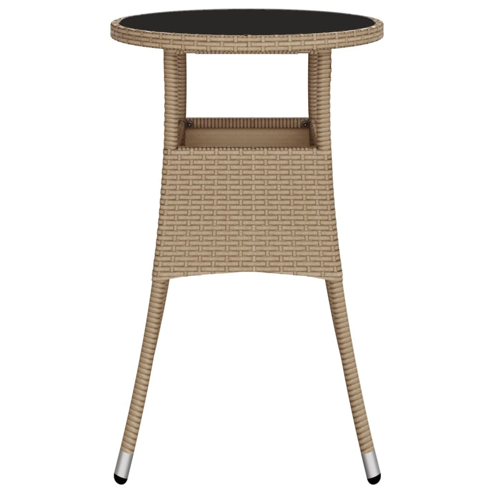 Tuintafel Ø60x75 cm gehard glas en poly rattan beige MeubelReus
