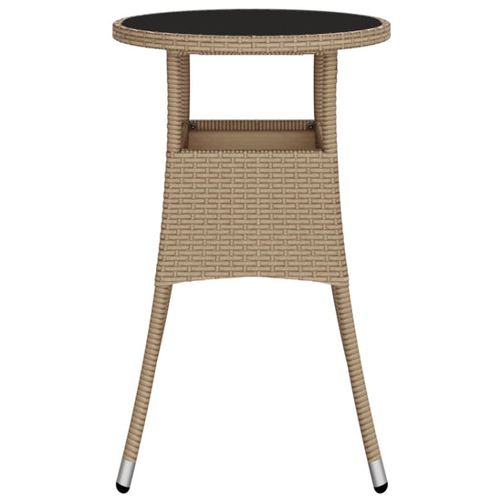 Tuintafel Ø60x75 cm gehard glas en poly rattan beige MeubelReus