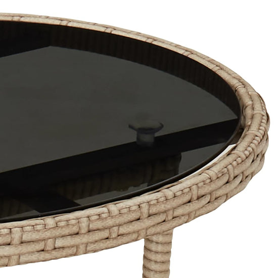 Tuintafel Ø60x75 cm gehard glas en poly rattan beige MeubelReus