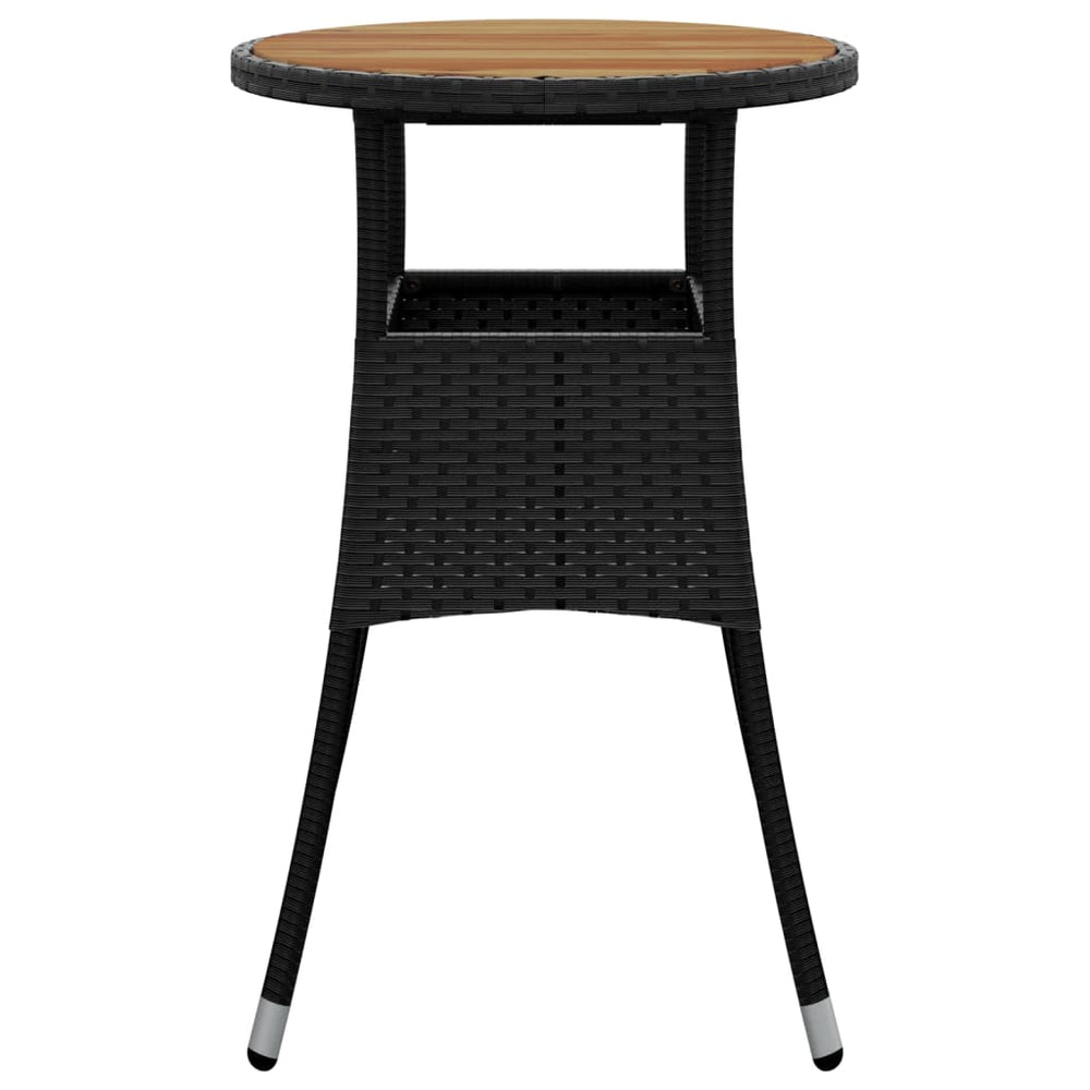 Tuintafel Ø60x75 cm acaciahout en poly rattan zwart MeubelReus