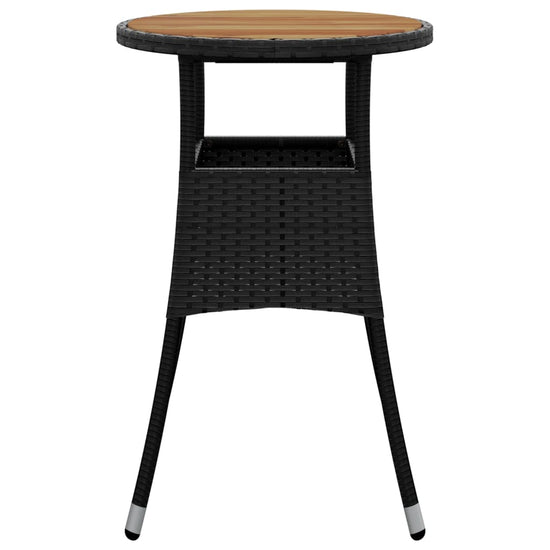 Tuintafel Ø60x75 cm acaciahout en poly rattan zwart MeubelReus