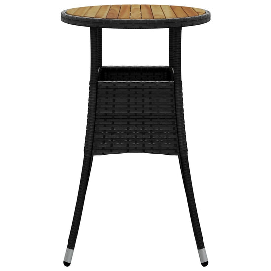 Tuintafel Ø60x75 cm acaciahout en poly rattan zwart MeubelReus