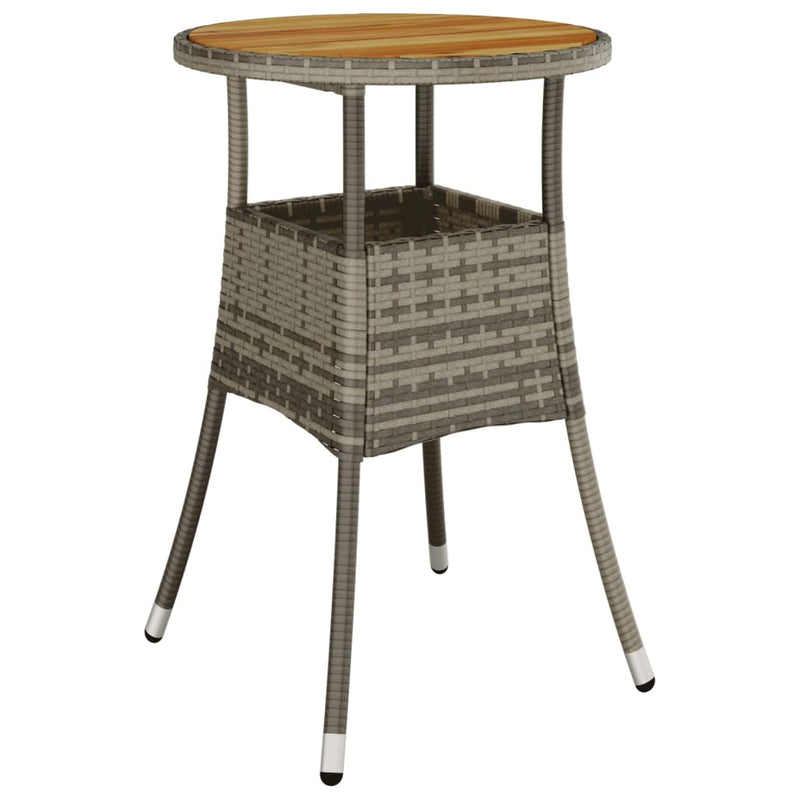 Tuintafel Ø60x75 cm acaciahout en poly rattan grijs MeubelReus
