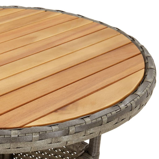 Tuintafel Ø60x75 cm acaciahout en poly rattan grijs MeubelReus