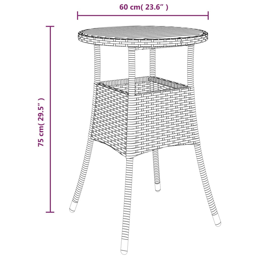 Tuintafel Ø60x75 cm acaciahout en poly rattan grijs MeubelReus