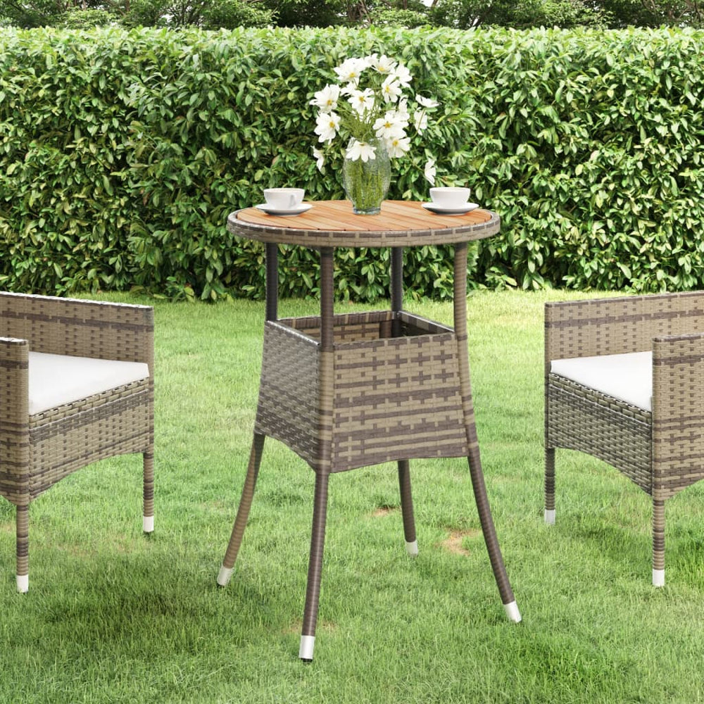 Tuintafel Ø60x75 cm acaciahout en poly rattan grijs MeubelReus