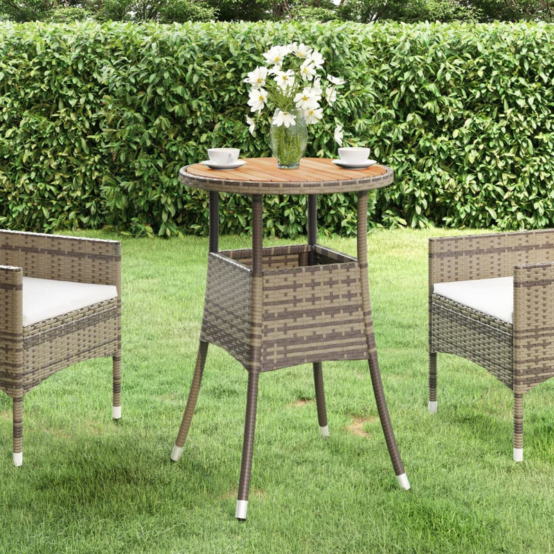 Tuintafel Ø60x75 cm acaciahout en poly rattan grijs MeubelReus
