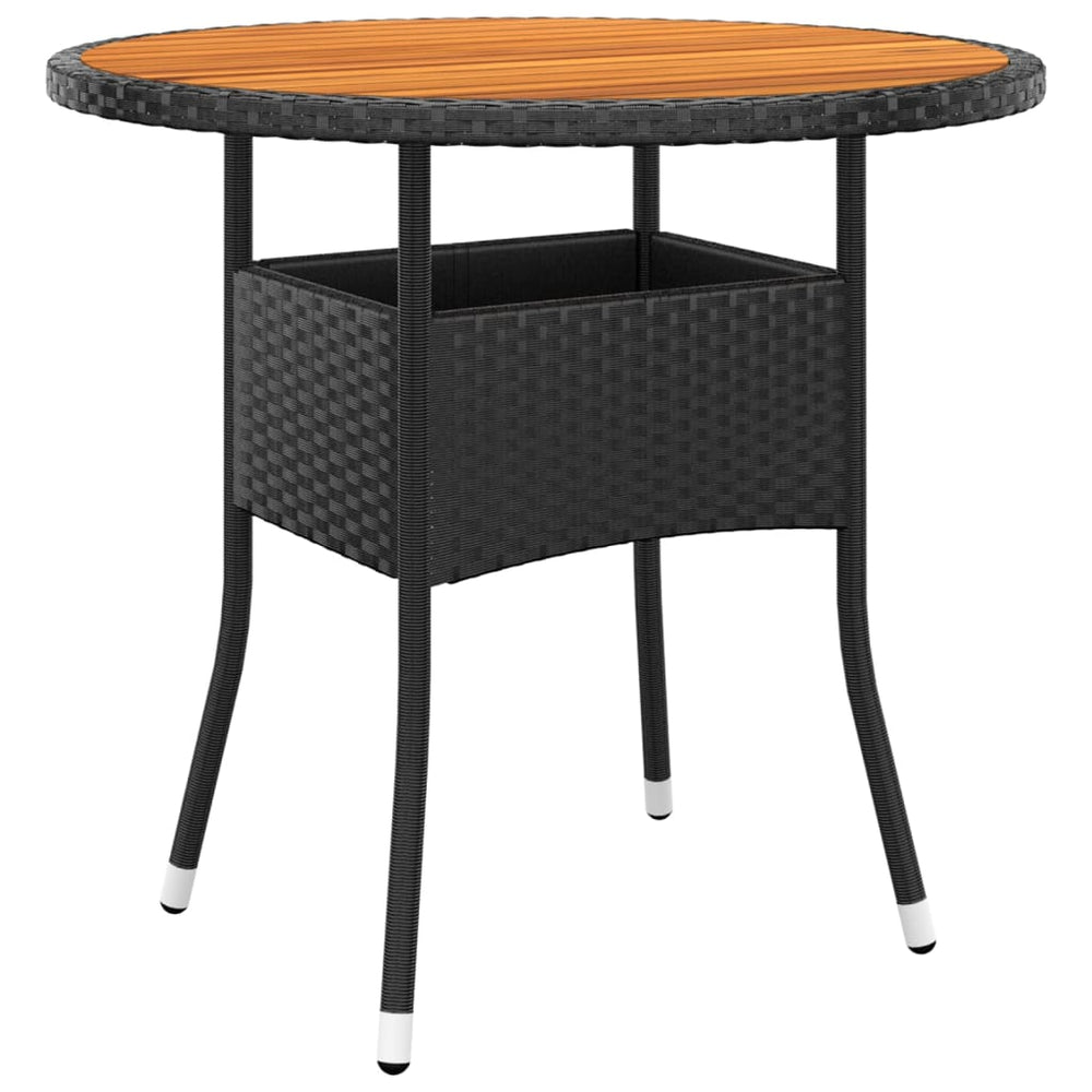 Tuintafel Ø80x75 cm acaciahout en poly rattan zwart MeubelReus