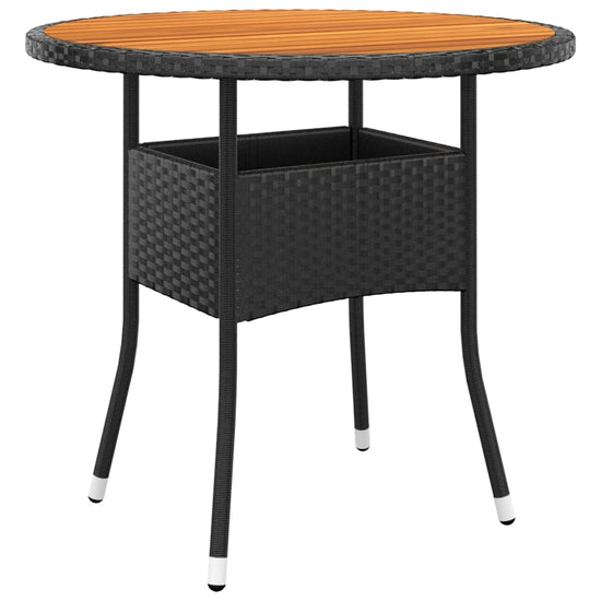 Tuintafel Ø80x75 cm acaciahout en poly rattan zwart MeubelReus