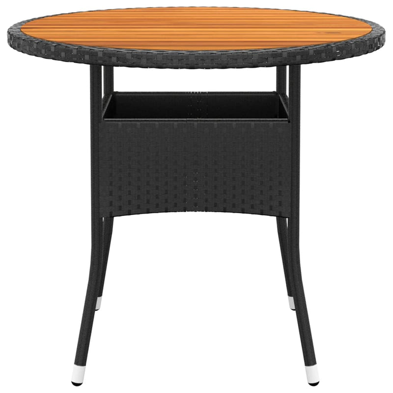 Tuintafel Ø80x75 cm acaciahout en poly rattan zwart MeubelReus