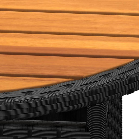 Tuintafel Ø80x75 cm acaciahout en poly rattan zwart MeubelReus