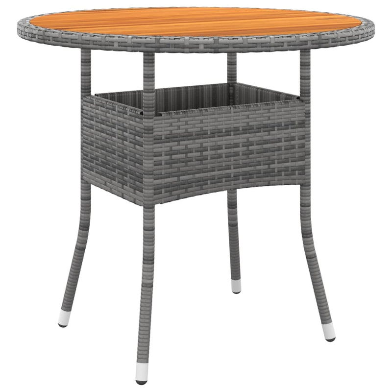 Tuintafel Ø80x75 cm acaciahout en poly rattan grijs MeubelReus