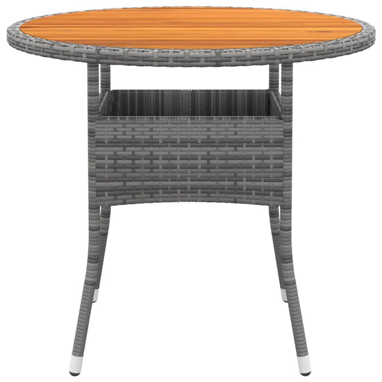 Tuintafel Ø80x75 cm acaciahout en poly rattan grijs MeubelReus