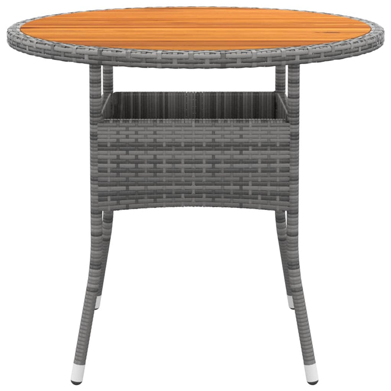 Tuintafel Ø80x75 cm acaciahout en poly rattan grijs MeubelReus