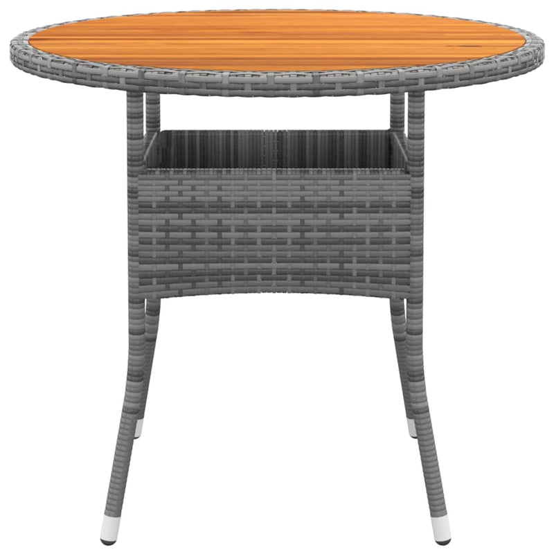 Tuintafel Ø80x75 cm acaciahout en poly rattan grijs MeubelReus