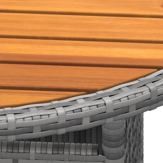 Tuintafel Ø80x75 cm acaciahout en poly rattan grijs MeubelReus