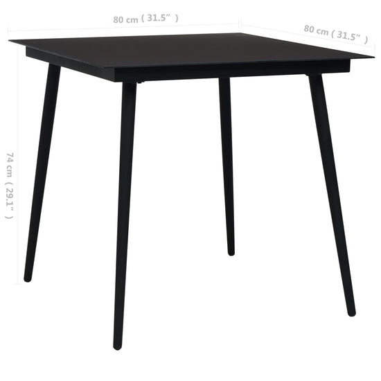 Tuintafel 80x80x74 cm staal en glas zwart MeubelReus