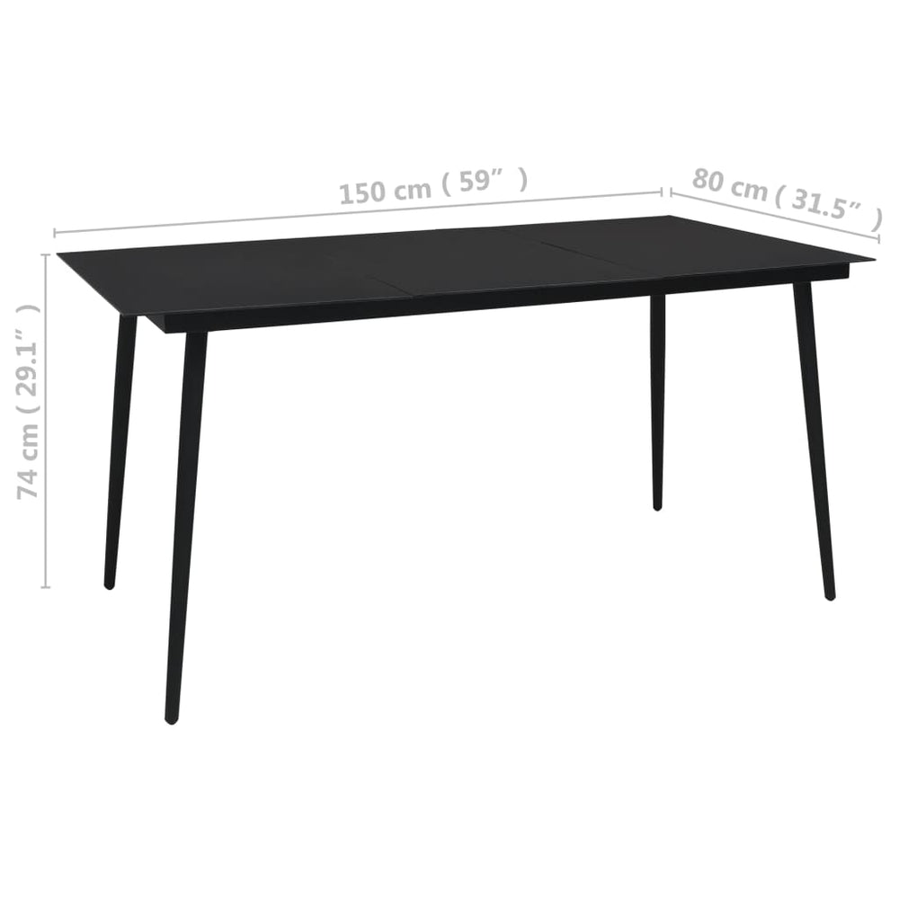 Tuintafel 150x80x74 cm staal en glas zwart MeubelReus