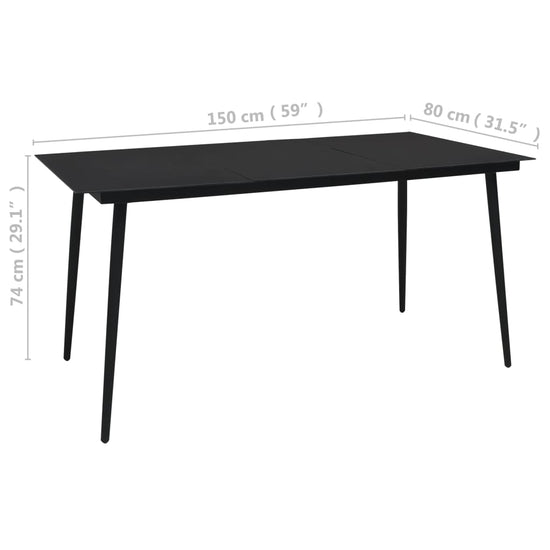 Tuintafel 150x80x74 cm staal en glas zwart MeubelReus