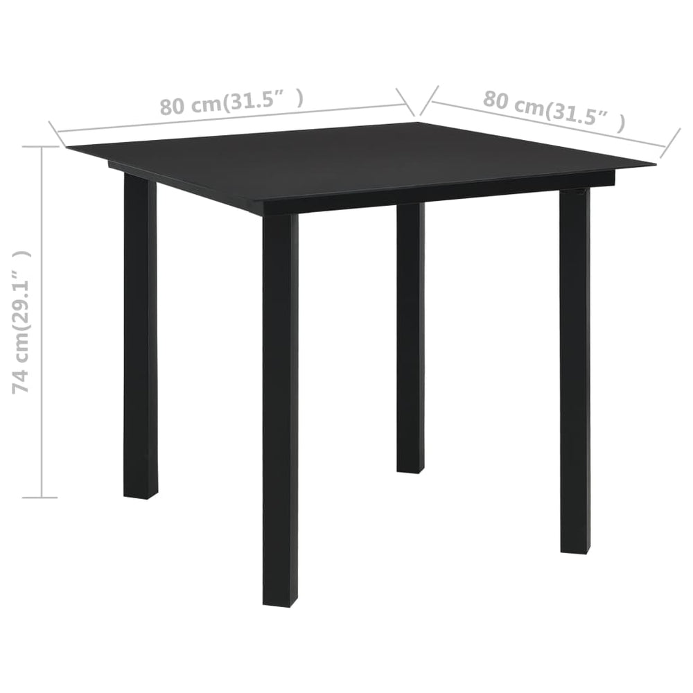 Tuintafel 80x80x74 cm staal en glas zwart MeubelReus