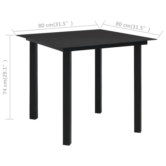 Tuintafel 80x80x74 cm staal en glas zwart MeubelReus
