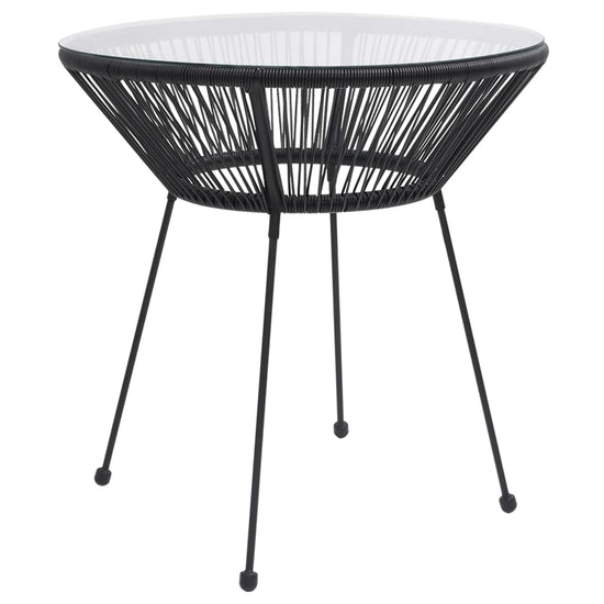 Tuintafel Ø70x74 cm rattan en glas zwart MeubelReus