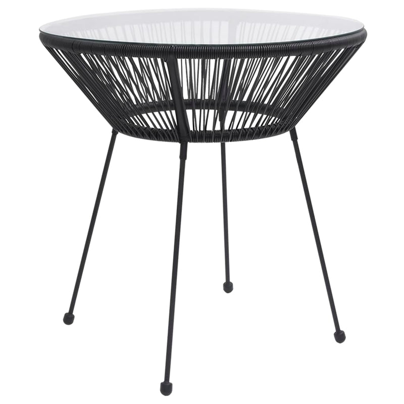 Tuintafel Ø70x74 cm rattan en glas zwart MeubelReus