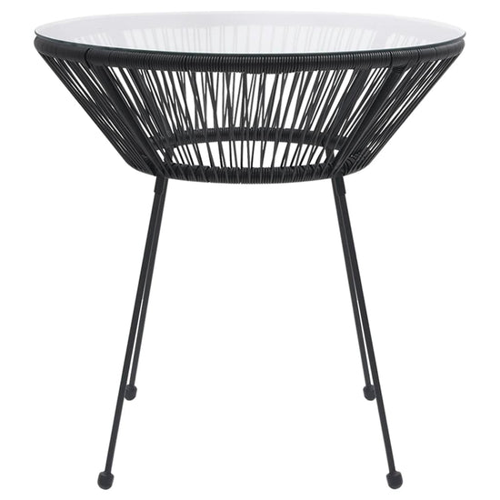 Tuintafel Ø70x74 cm rattan en glas zwart MeubelReus