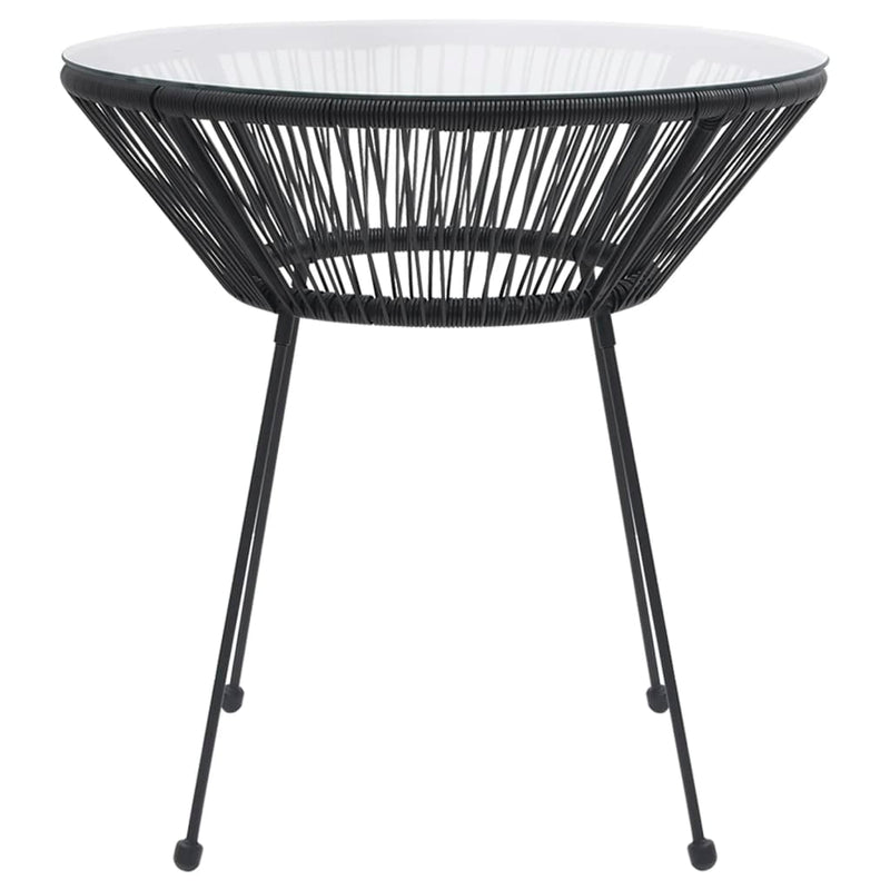 Tuintafel Ø70x74 cm rattan en glas zwart MeubelReus