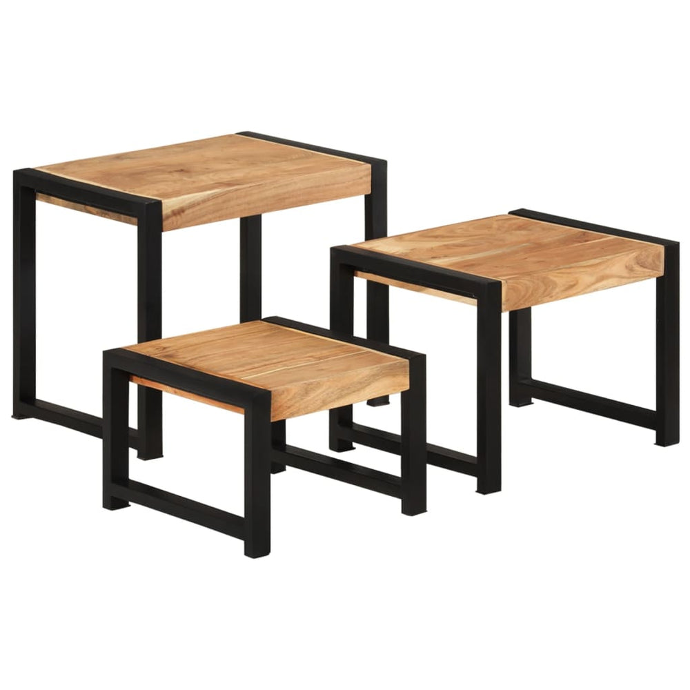 3-delige Tafeltjesset massief hout met sheesham afwerking MeubelReus