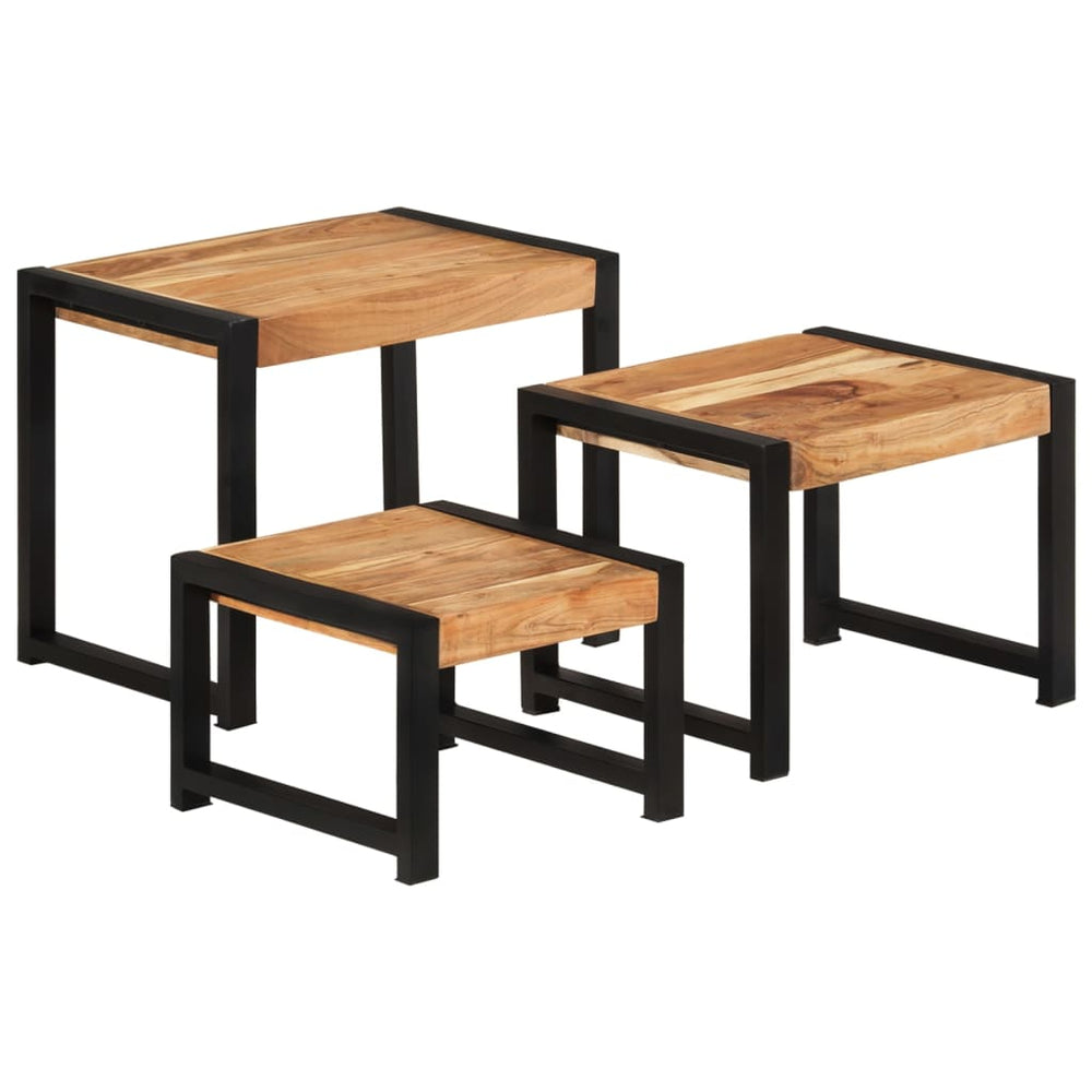 3-delige Tafeltjesset massief hout met sheesham afwerking MeubelReus