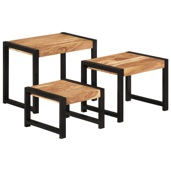 3-delige Tafeltjesset massief hout met sheesham afwerking MeubelReus