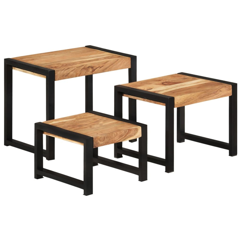 3-delige Tafeltjesset massief hout met sheesham afwerking MeubelReus