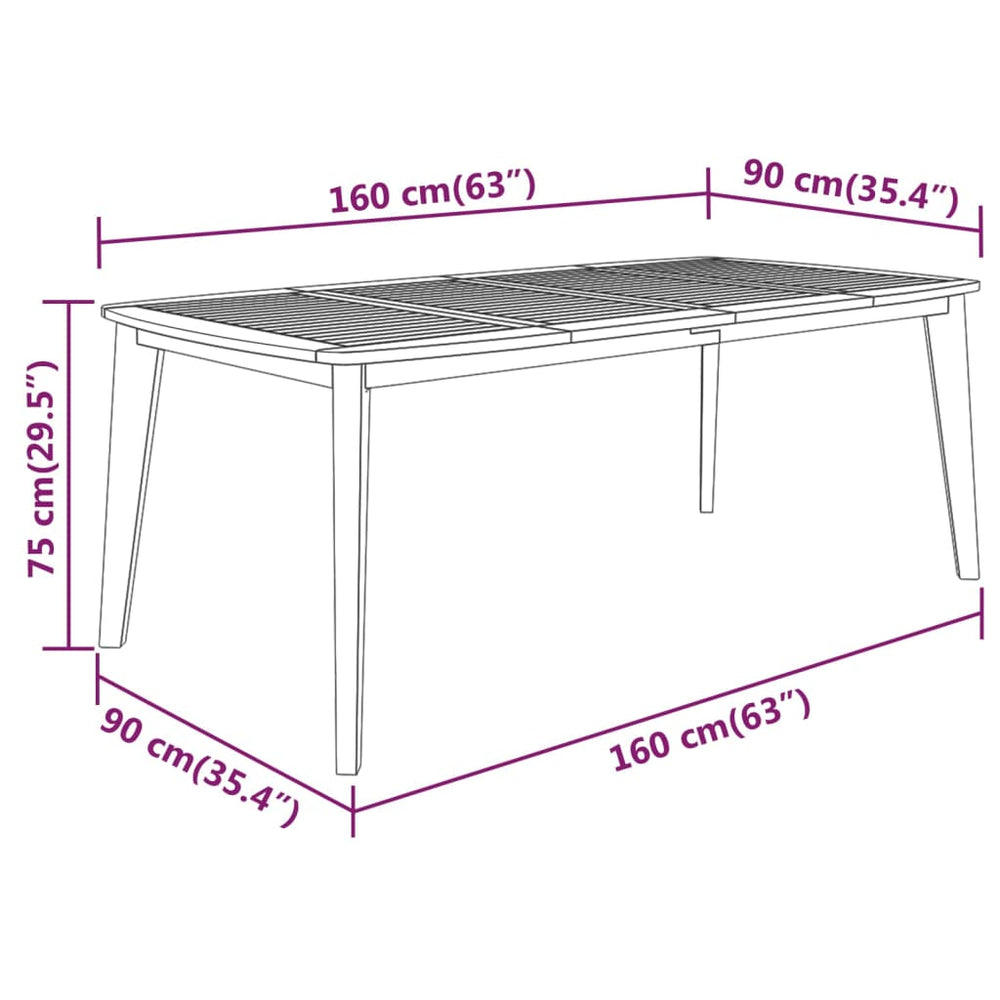 Tuintafel 160x90x75 cm massief acaciahout MeubelReus