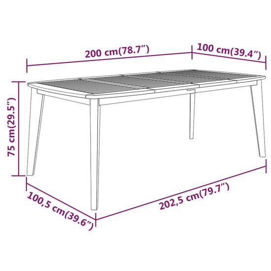 Tuintafel 200x100x75 cm massief acaciahout MeubelReus