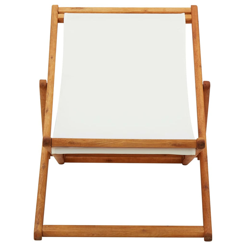 Strandstoel inklapbaar eucalyptushout en stof crèmewit MeubelReus