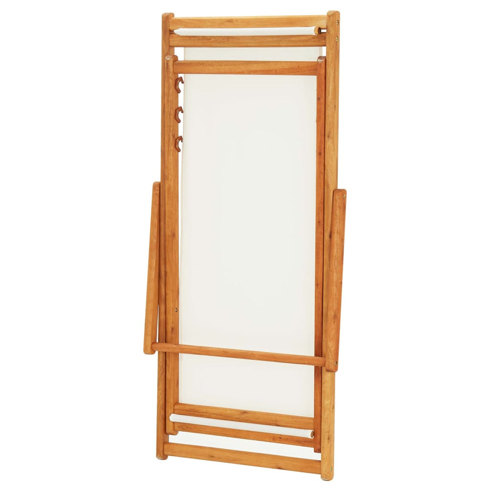 Strandstoel inklapbaar eucalyptushout en stof crèmewit MeubelReus