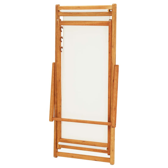 Strandstoel inklapbaar eucalyptushout en stof crèmewit MeubelReus