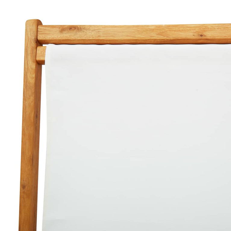 Strandstoel inklapbaar eucalyptushout en stof crèmewit MeubelReus