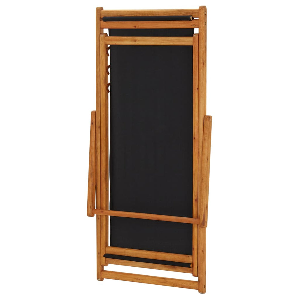 Strandstoel inklapbaar eucalyptushout en stof zwart MeubelReus