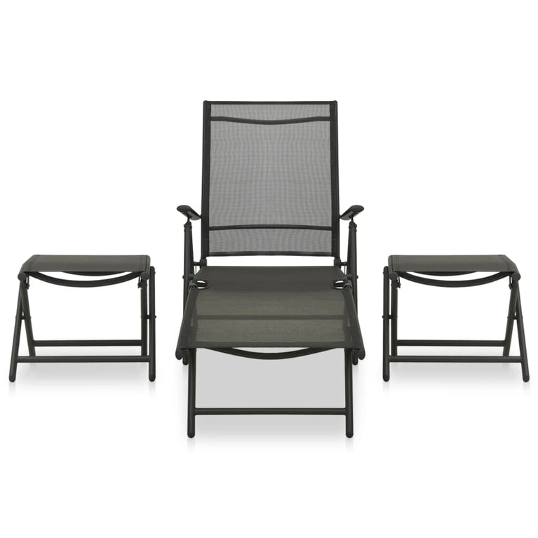 3-delige Loungeset textileen en aluminium zwart MeubelReus