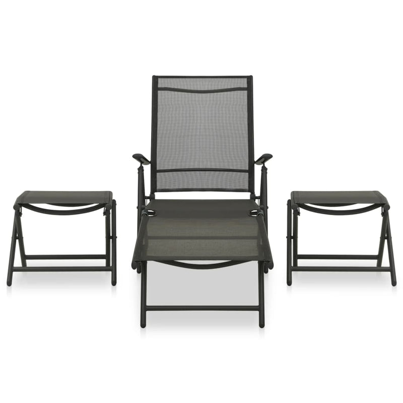 3-delige Loungeset textileen en aluminium zwart MeubelReus