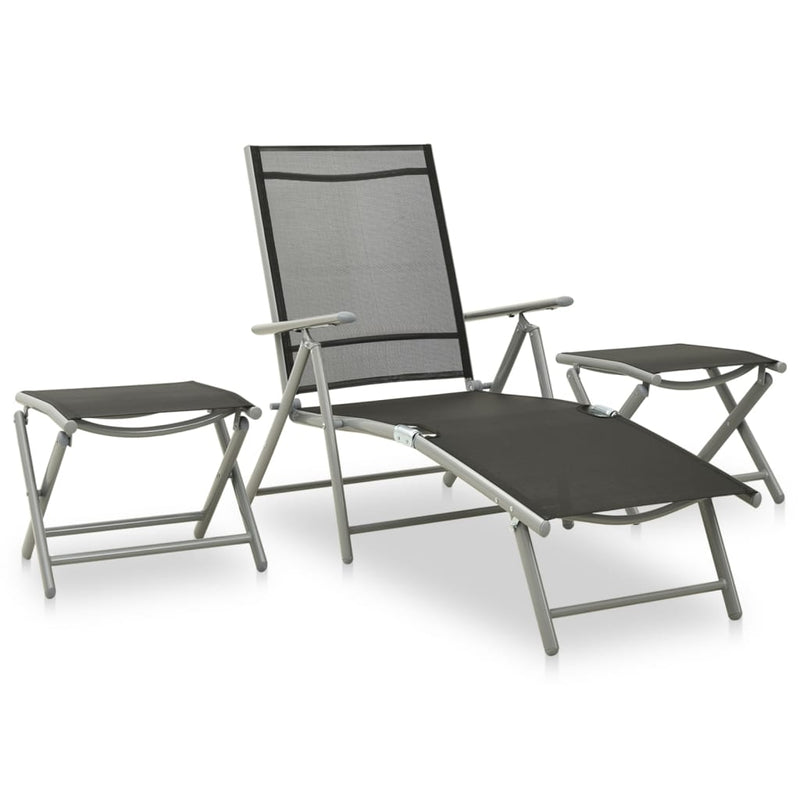 3-delige Loungeset textileen en aluminium zilverkleurig MeubelReus