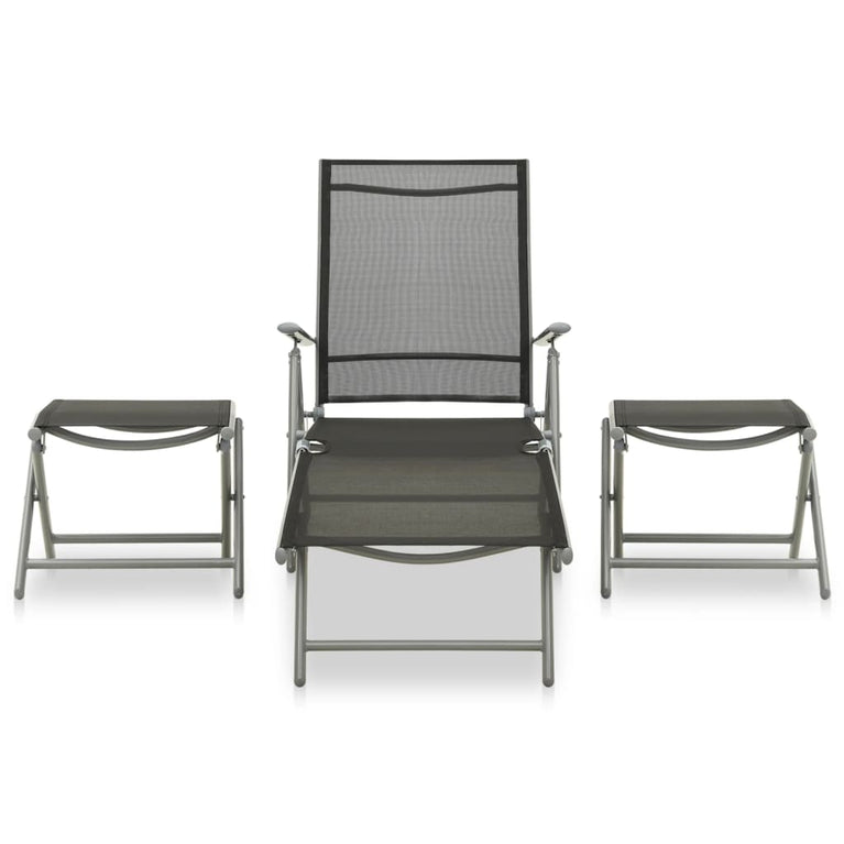 3-delige Loungeset textileen en aluminium zilverkleurig MeubelReus