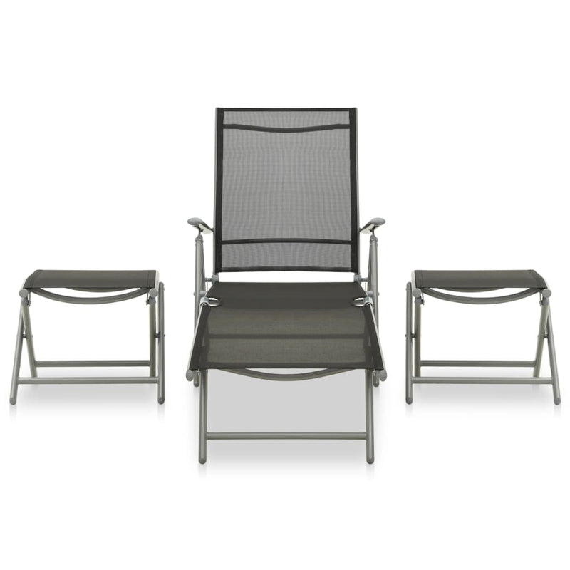 3-delige Loungeset textileen en aluminium zilverkleurig MeubelReus
