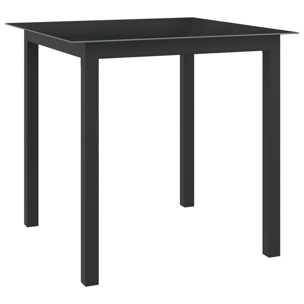 Tuintafel 80x80x74 cm aluminium en glas zwart MeubelReus