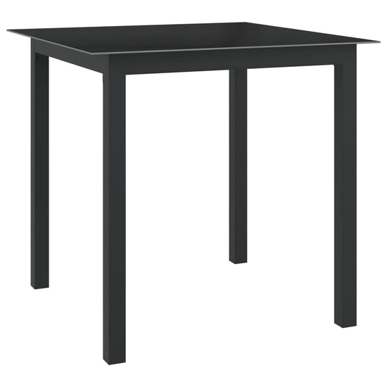 Tuintafel 80x80x74 cm aluminium en glas zwart MeubelReus