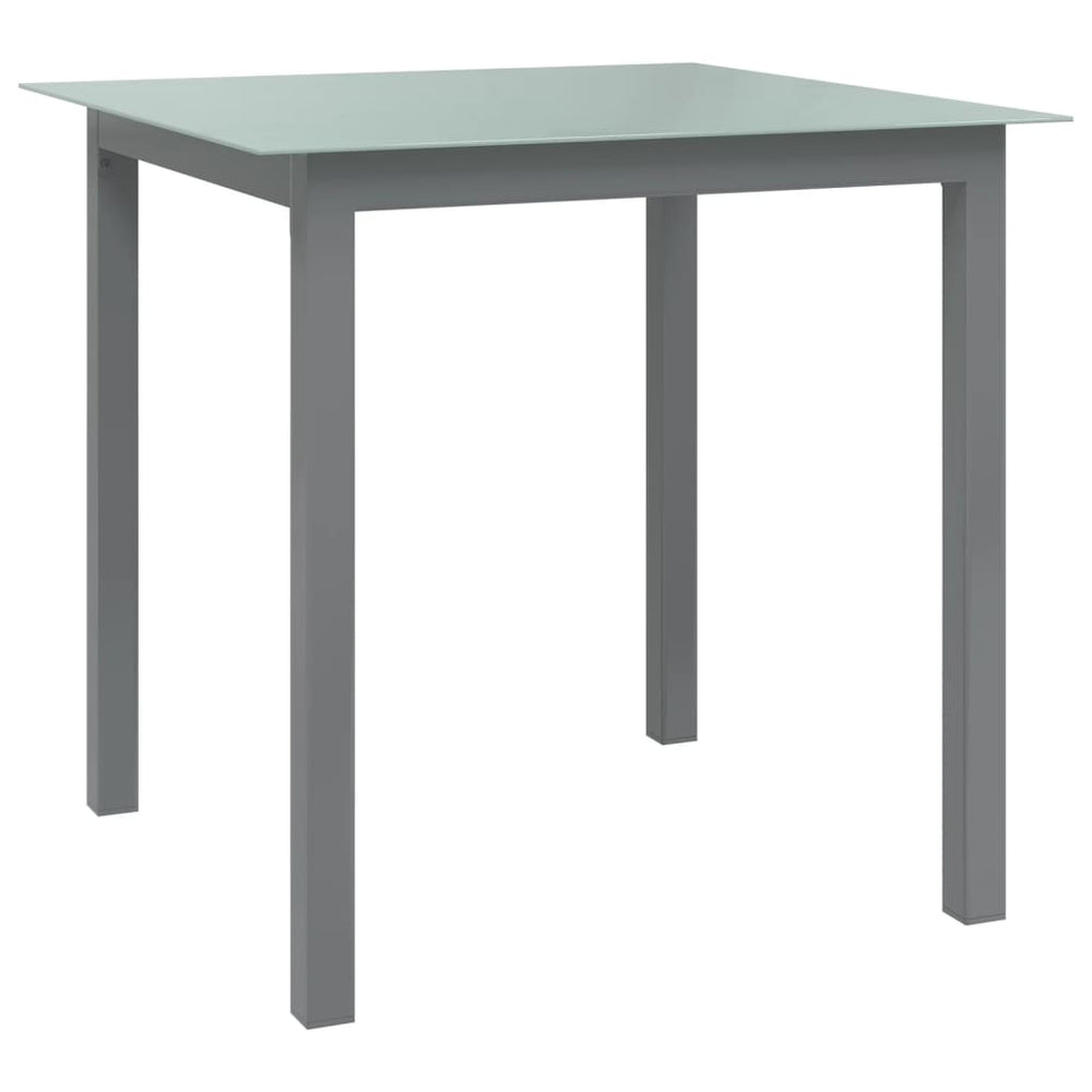 Tuintafel 80x80x74 cm aluminium en glas lichtgrijs MeubelReus