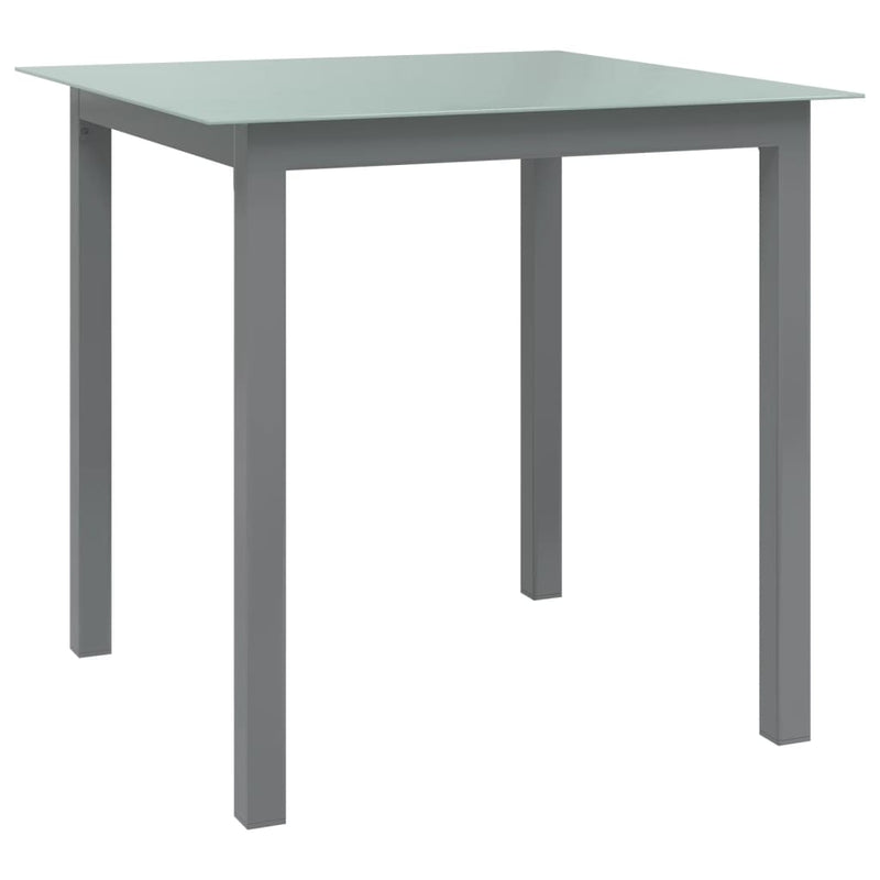 Tuintafel 80x80x74 cm aluminium en glas lichtgrijs MeubelReus
